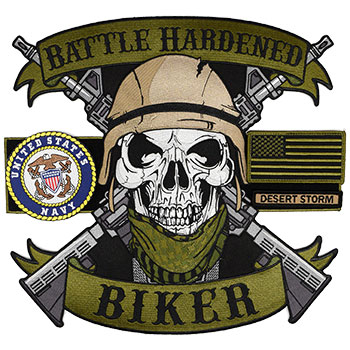 Battle Hardened Biker Back Patch Set