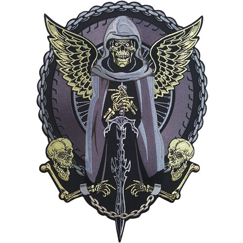 Stock Biker Patch - Reaper and Chains Back Patch
