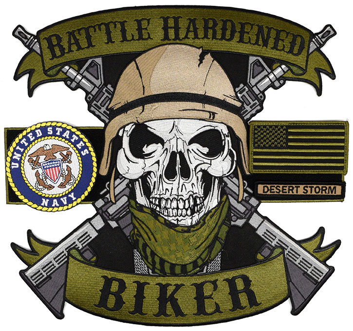 Battle Hardened Biker Back Patch Set