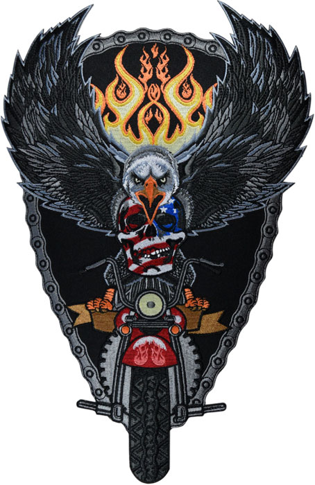 Stock Biker Patch - Eagle on Bike Back Patch