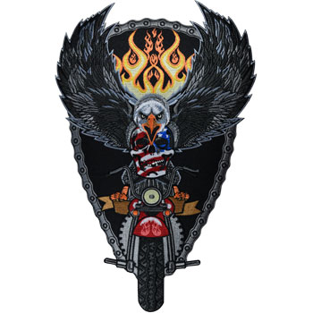 Stock Biker Patch - Eagle on Bike Back Patch