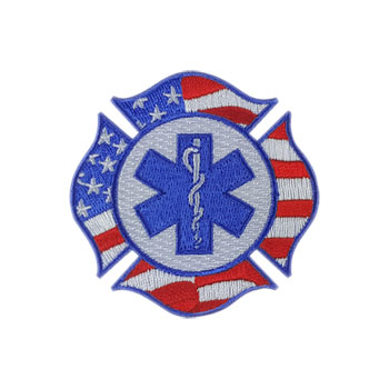 Thin White Line Blue Star Of Life EMT Embroidered Biker Patch