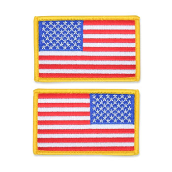 US Flag Patch - 3.5 x 2.125, Gold, Standard Shoulder Size