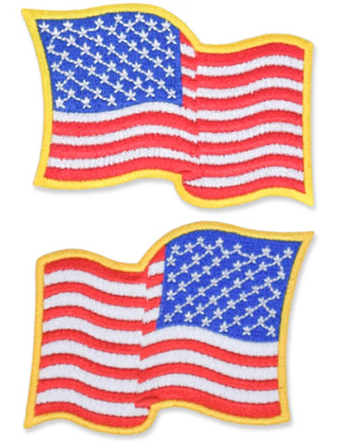 US Flag Patch - 3.5 x 2.25, Waving Gold, Standard Shoulder Size