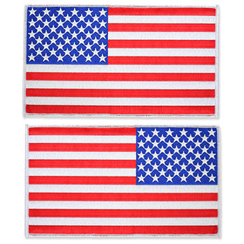US Flag Patch  - 8.5 x 5, White, XL Jumbo