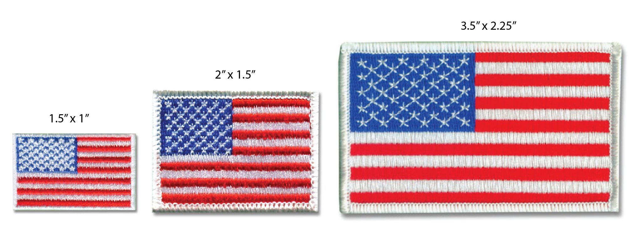 Comparison of patch sizes American Flag