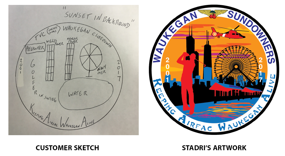 Customer sketch vs finished art