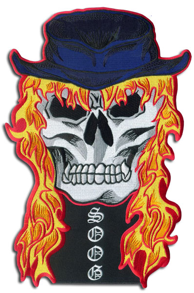 Skull with flame hair