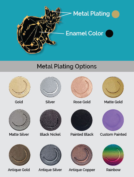 Enamel pin plating types